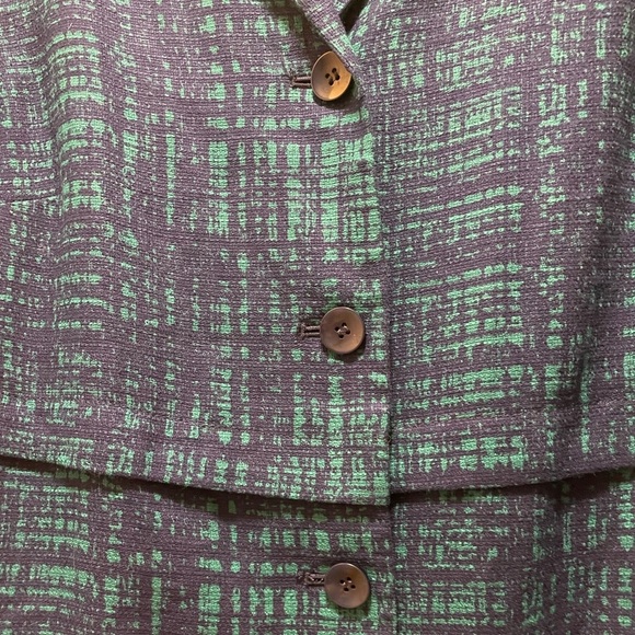 Pendleton Petite Linen Blend Blazer Teal Royal Blue Crepe Abstract Size L - Picture 6 of 6